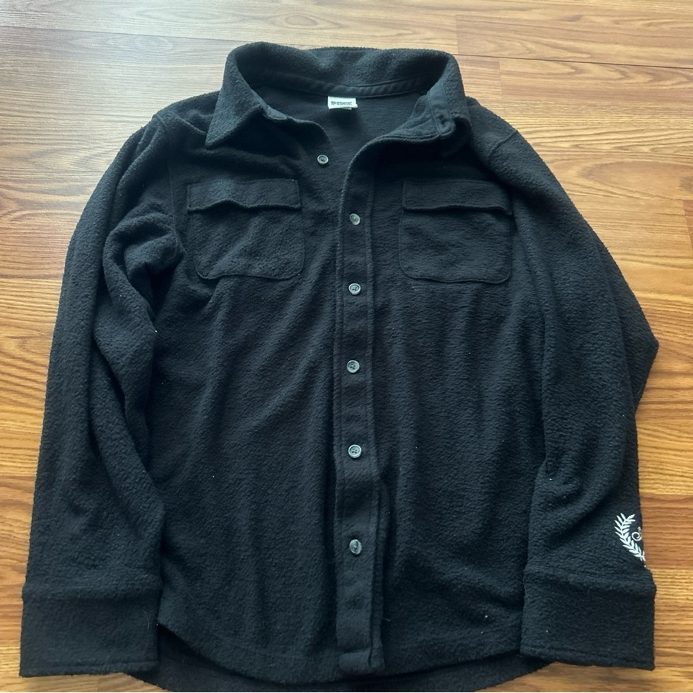 Victoria secret pink shacket Black Button-Up Fleece Shirt